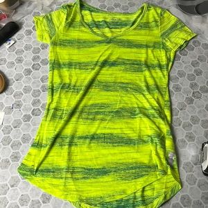 BCG Small Green Yellow Short Sleeve V Neck T Shirt